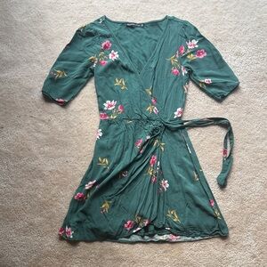 Abercrombie and Fitch Floral Green Wrap Dress
